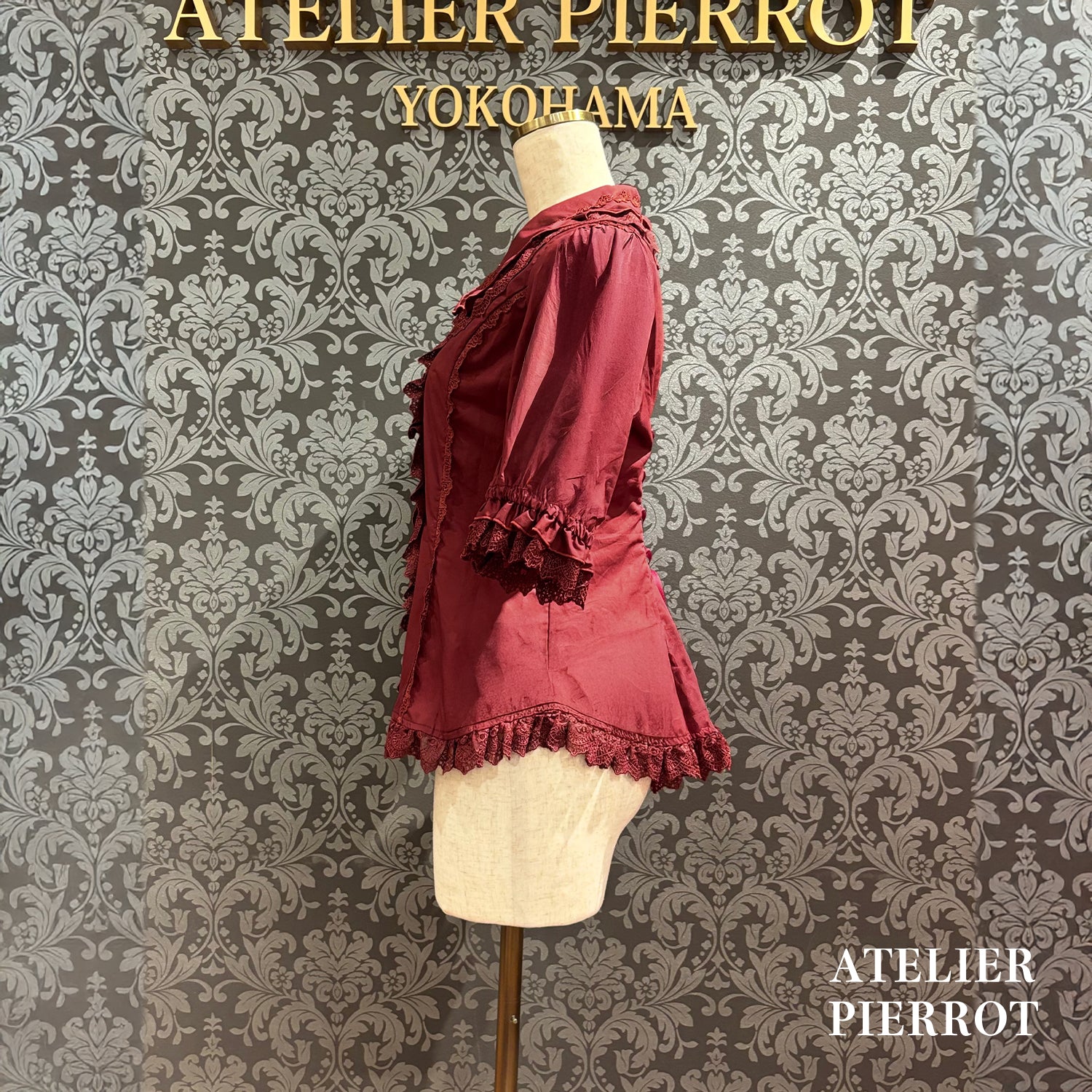 【ATELIER PIERROT】 Petite Rose BlouseWhite/Bordeaux/Black