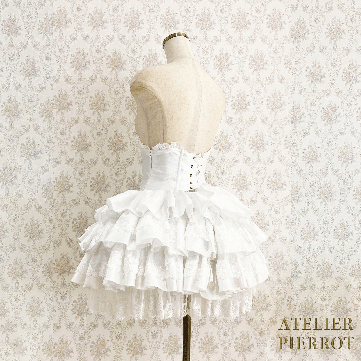 【ATELIER PIERROT】 Mini Corset Skirt ホワイト/ボルドー/パープル/ネイビー/ブラック×ホワイト/ブラック ★受注期間2月20日(金)まで★