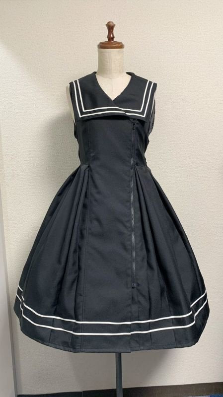 【Physical Drop】フィジカルドロップ セーラージップJSK・黒×白ライン