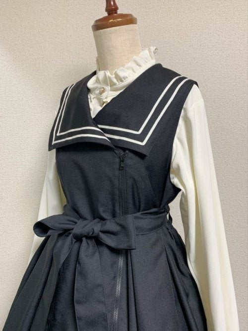 【Physical Drop】フィジカルドロップ セーラージップJSK・黒×白ライン