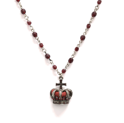 【Sheglit】シェグリット "Noble"クラウンネックレス/シルバー ホワイト/ボルドー/グリーン/ネイビー/パープル/ブラック