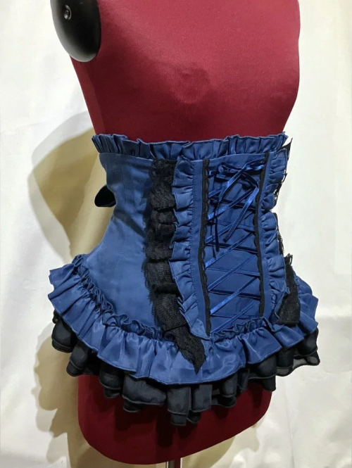 【MARBLE】マーブル 総フリル編み上げコルセット:ダークブルー