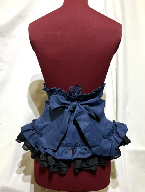 【MARBLE】マーブル 総フリル編み上げコルセット:ダークブルー★Lサイズ★