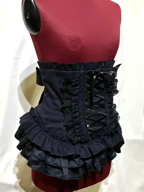 【MARBLE】マーブル 総フリル編み上げコルセット:紺★Lサイズ★