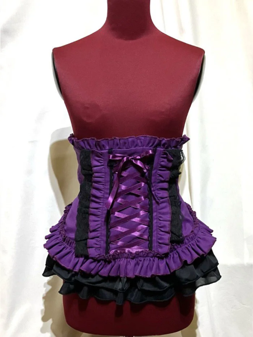 【MARBLE】マーブル 総フリル編み上げコルセット:紫