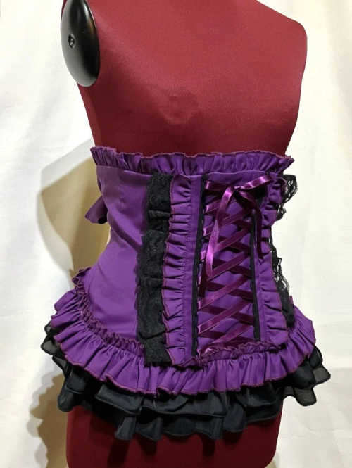 【MARBLE】マーブル 総フリル編み上げコルセット:紫★Lサイズ★