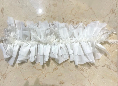 【MARBLE】マーブル フリンジリボンフリルヘッドドレス 白トリコット