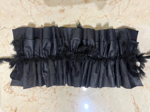 【MARBLE】マーブル フリンジリボンフリルヘッドドレス 黒不織布