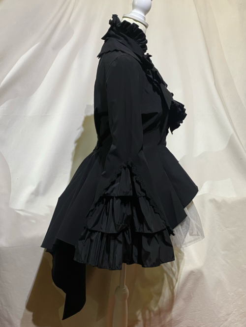 【MARBLE】マーブル ボリュームタイ付きブラウス付き風ジャケット:黒◆L〜LLサイズ◆