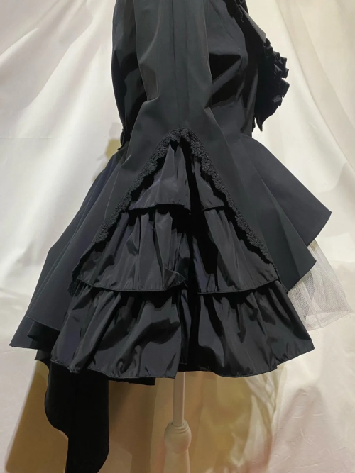 【MARBLE】マーブル ボリュームタイ付きブラウス付き風ジャケット:黒◆L〜LLサイズ◆