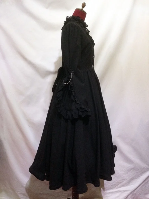 【MARBLE】マーブル ロングサーキュラーフェミニンコート:黒