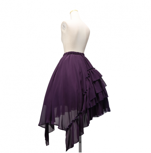 【Sheglit】シェグリット アシンメトリーフリルスカート パープル