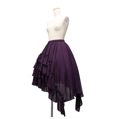 【Sheglit】シェグリット アシンメトリーフリルスカート パープル