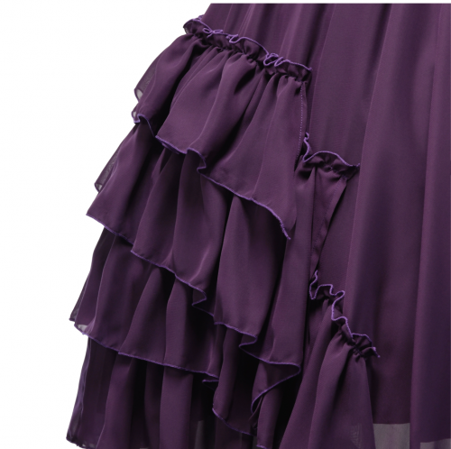 【Sheglit】シェグリット アシンメトリーフリルスカート パープル