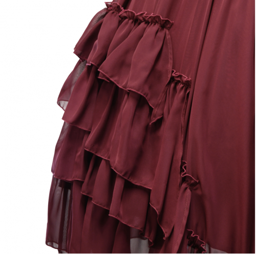 【Sheglit】シェグリット アシンメトリーフリルスカート ボルドー