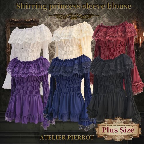 ATELIER PIERROT】Shirring princess sleeve blouse White/Ivory 