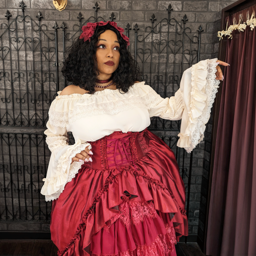 【ATELIER PIERROT】Shirring princess sleeve blouse Plus Size ★サマーセール対象!!8月24日まで★