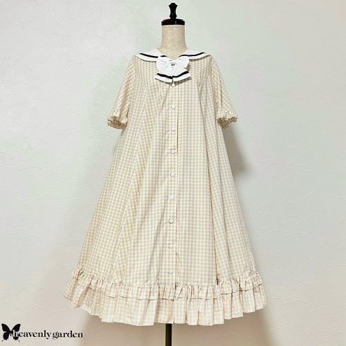 【heavenly garden 】ヘヴンリィ ガーデン フリルセーラーワンピース ベージュ