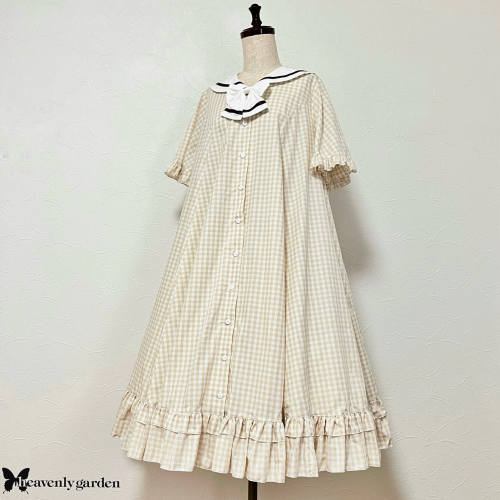 【heavenly garden 】ヘヴンリィ ガーデン フリルセーラーワンピース ベージュ