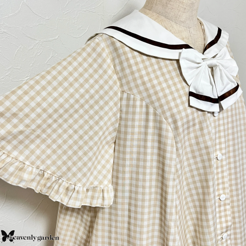 【heavenly garden 】ヘヴンリィ ガーデン フリルセーラーワンピース ベージュ