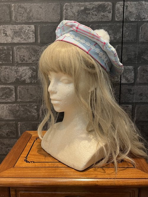 【Violet Fane】ヴァイオレットフェーン HAPPY TARTANSベレー帽 RED / SAX / Pink / yellow