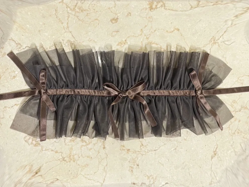 【MARBLE】マーブル フリンジリボンフリルヘッドドレス 茶チュール