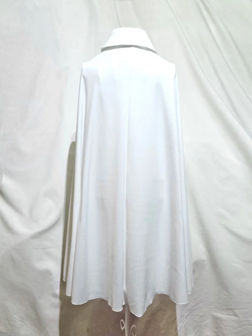 【MARBLE】マーブル ボリュームタイ付きロングマント:白ニット×白レース