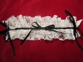 【MARBLE】マーブル 総レースボリュームフリルヘッドドレス(小):白レース×黒リボン