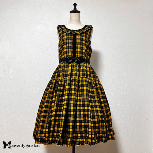 【heavenly garden 】ヘヴンリィ ガーデン タータンチェックジャンパースカート・イエロー
