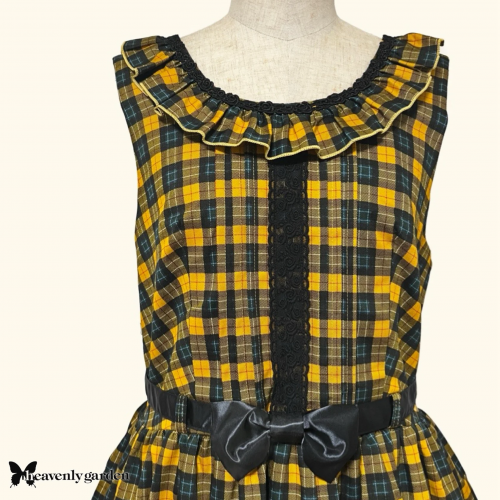 【heavenly garden 】ヘヴンリィ ガーデン タータンチェックジャンパースカート・イエロー
