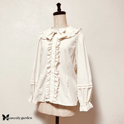 【heavenly garden 】ヘヴンリィ ガーデン フリルカラーブラウス・生成り
