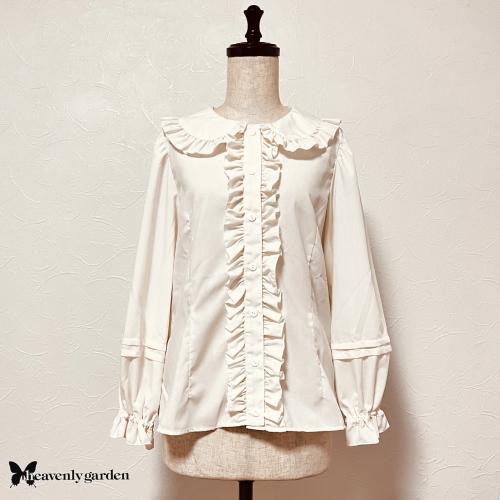 【heavenly garden 】ヘヴンリィ ガーデン フリルカラーブラウス・生成り