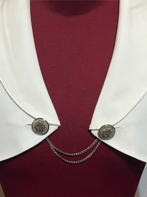 【MARBLE】マーブル エンブレムチェーン付き姫袖ショートジャケット:白×白フリル