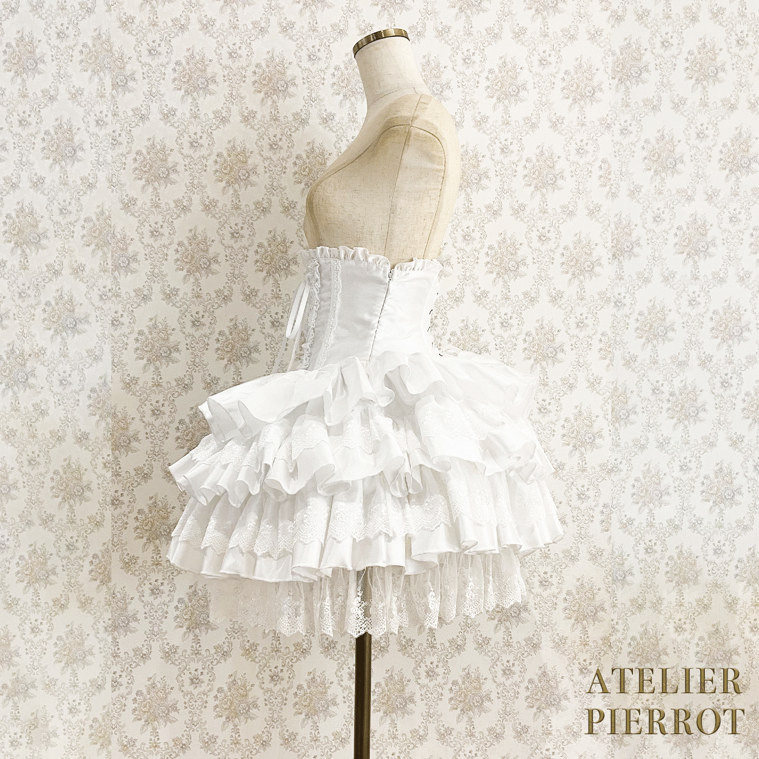 【ATELIER PIERROT】 Mini Corset Skirt ホワイト/ボルドー/パープル/ネイビー/ブラック×ホワイト/ブラック ★受注期間2月20日(金)まで★