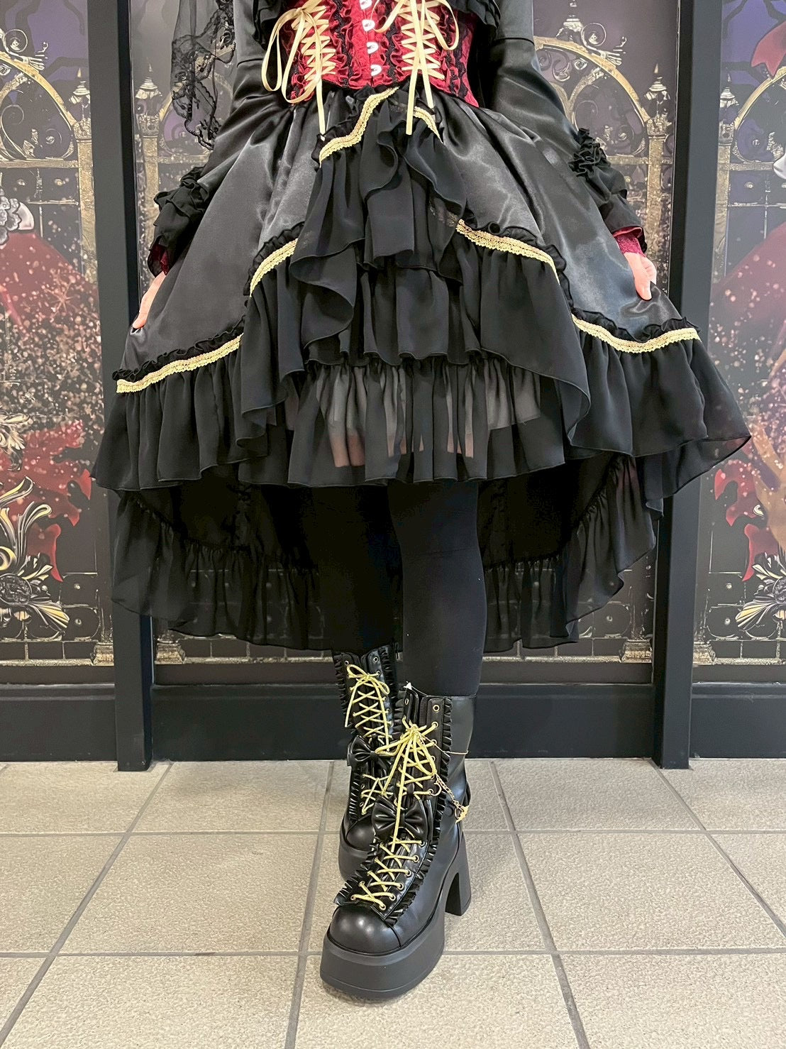 【ATELIER PIERROT】 Eternal Nocturne Bustle Skirt ホワイト/ブラック