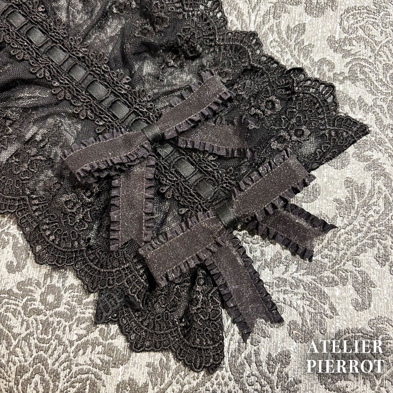 【ATELIER PIERROT】 Mystic Ribbon Lattice HeadDress アイボリー/ ボルドー/ネイビー/ブラック