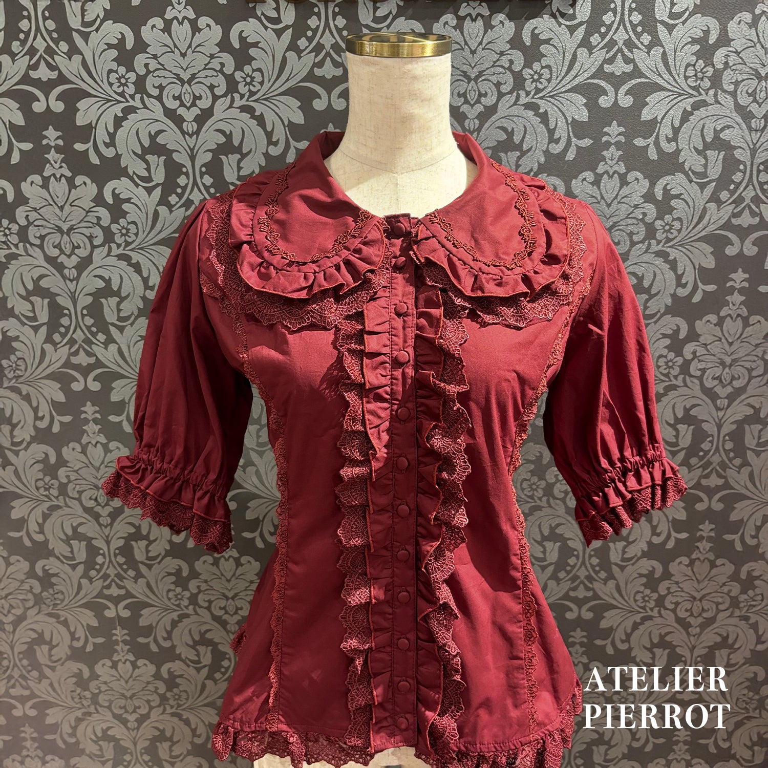 【ATELIER PIERROT】 Petite Rose BlouseWhite/Bordeaux/Black