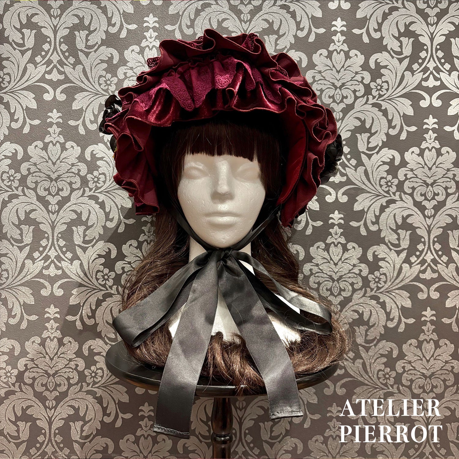 【ATELIER PIERROT】 Adenophora Grand Headdress Bordeaux/Marine/Schwarz★Von Anfang bis Mitte September entlassen★