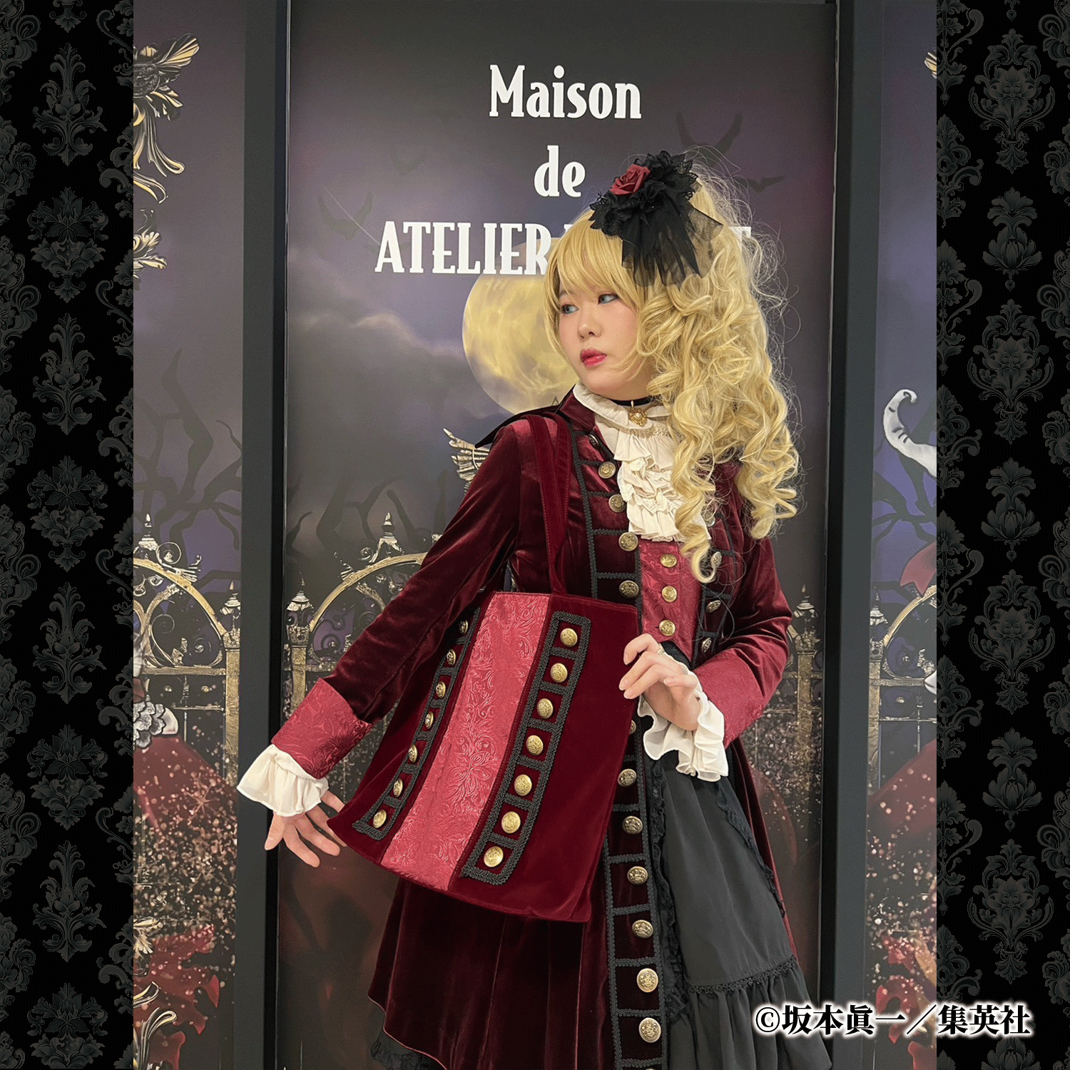 【ATELIER PIERROT】 「 イノサン 」トートバッグ -Gothic Lolita Tote Bag- ワイン/ブラック