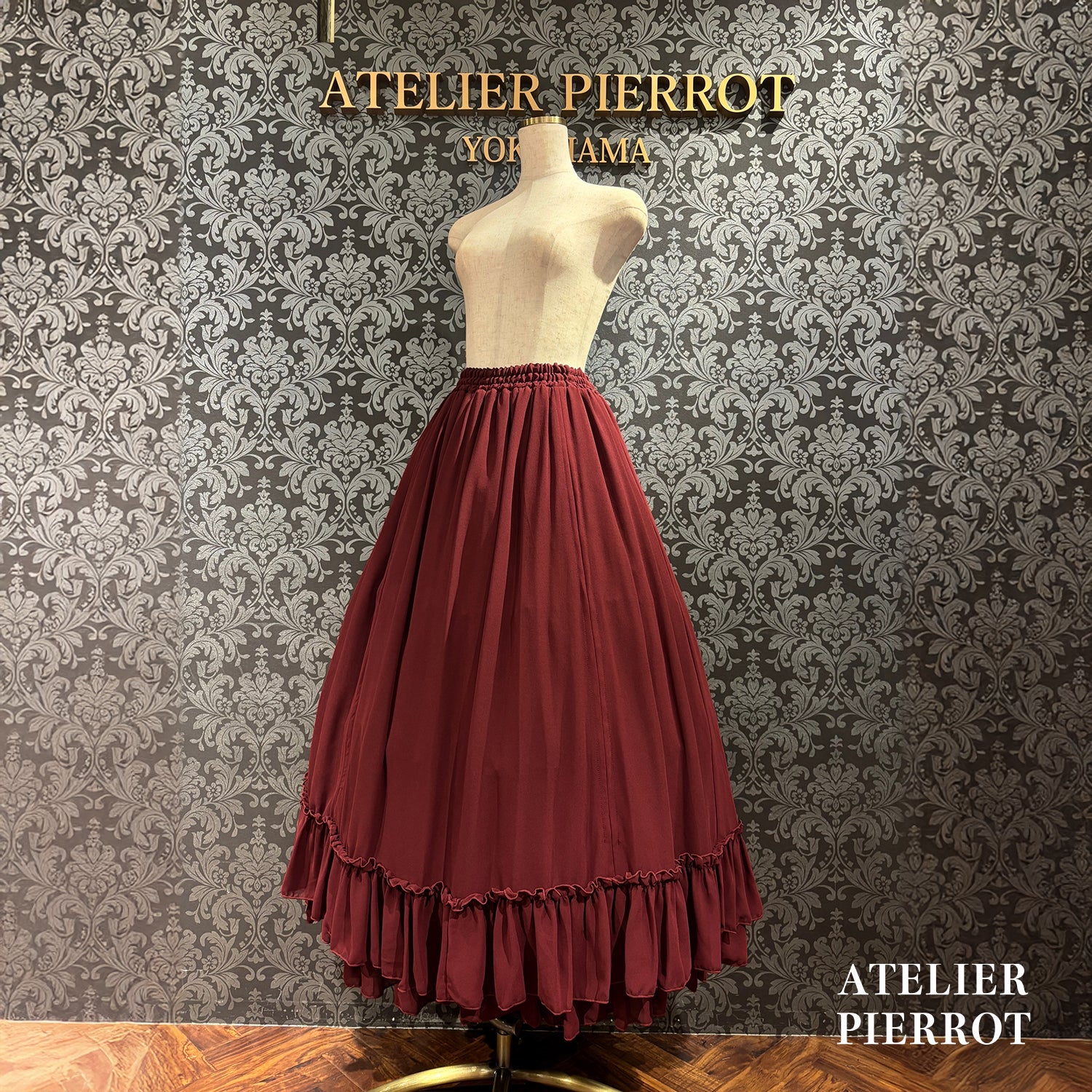 【ATELIER PIERROT】玫瑰裙长白色/波尔多/紫色/黑色