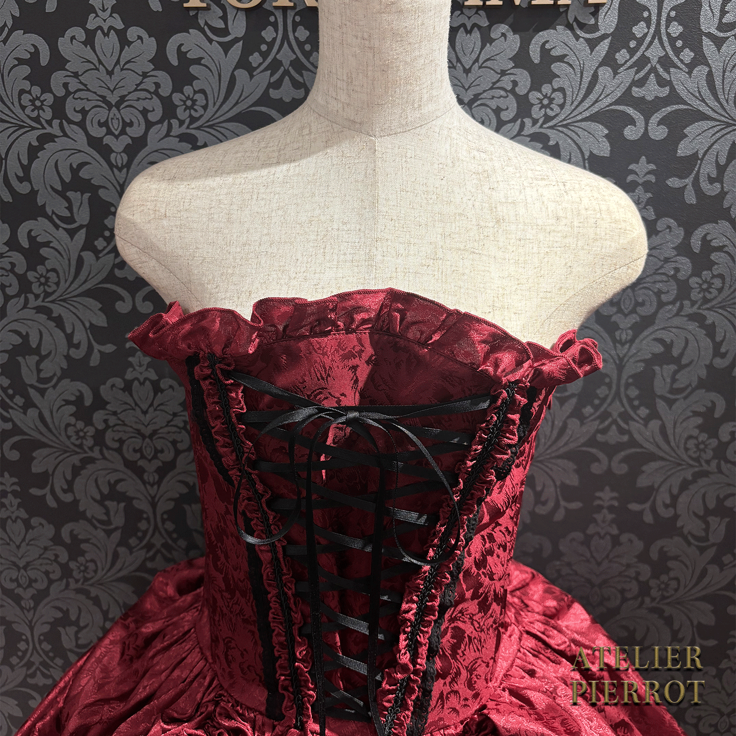 【ATELIER PIERROT】 Bustle Korsett Kleid Rose Jacquard