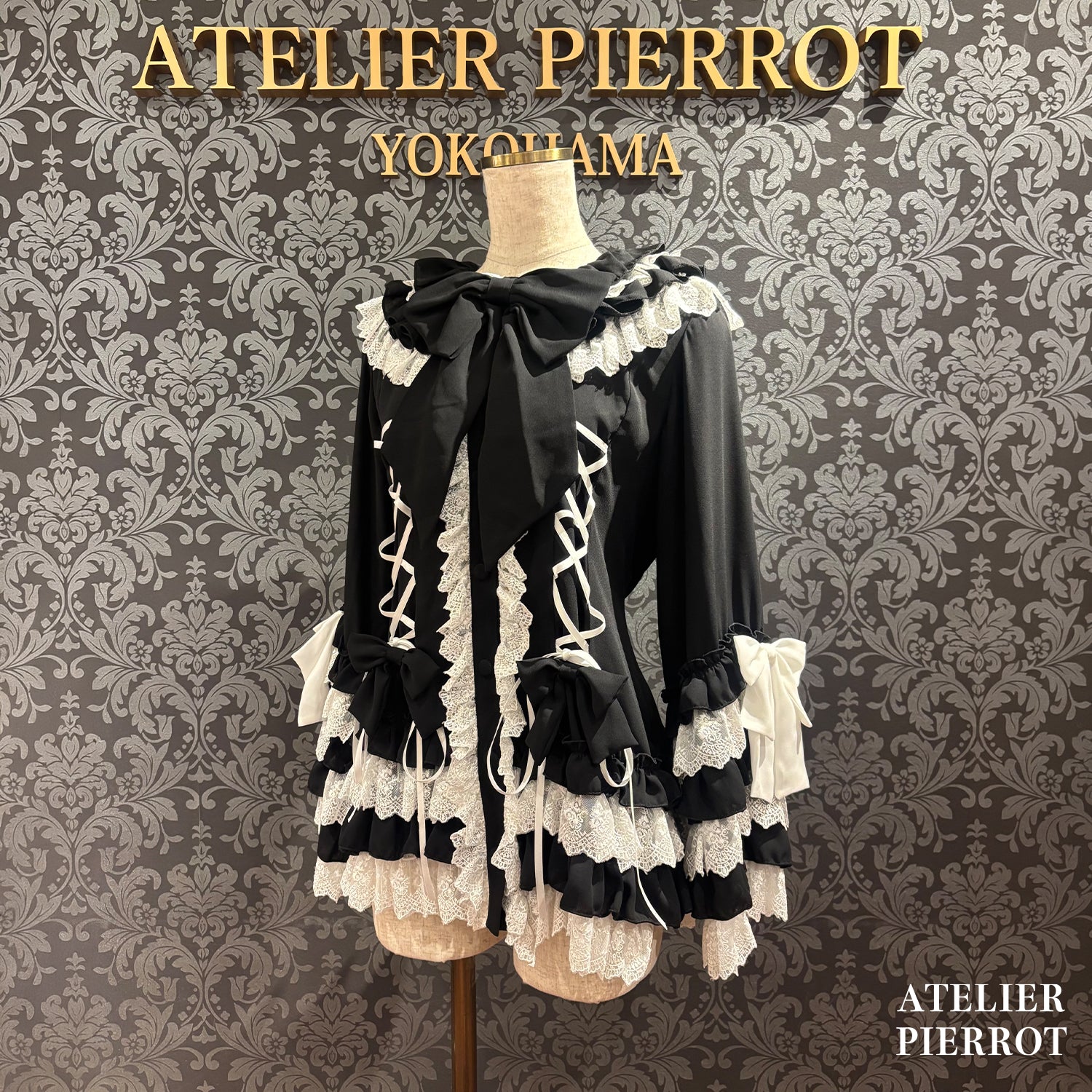 【ATELIER PIERROT】 ★예약 상품★ Black Mischief CardiganWhite/Bordeaux/Purple/Black×White/Black