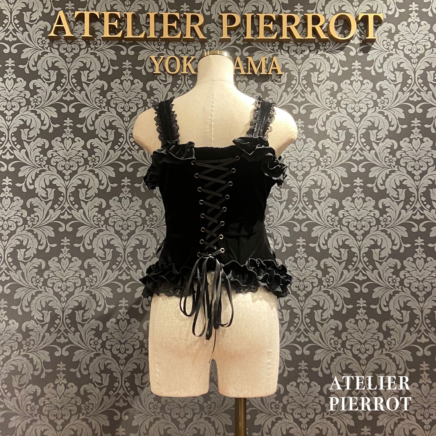 【ATELIER PIERROTAdenophora 레이스 업 Camisole Bordeaux/Navy/Black★10 월 초에서 중순까지 출시 될 예정입니다★