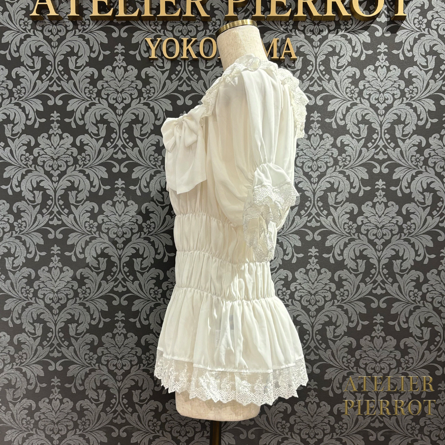 【ATELIER PIERROT】 Twinkle Ribbons Blouse White/Black