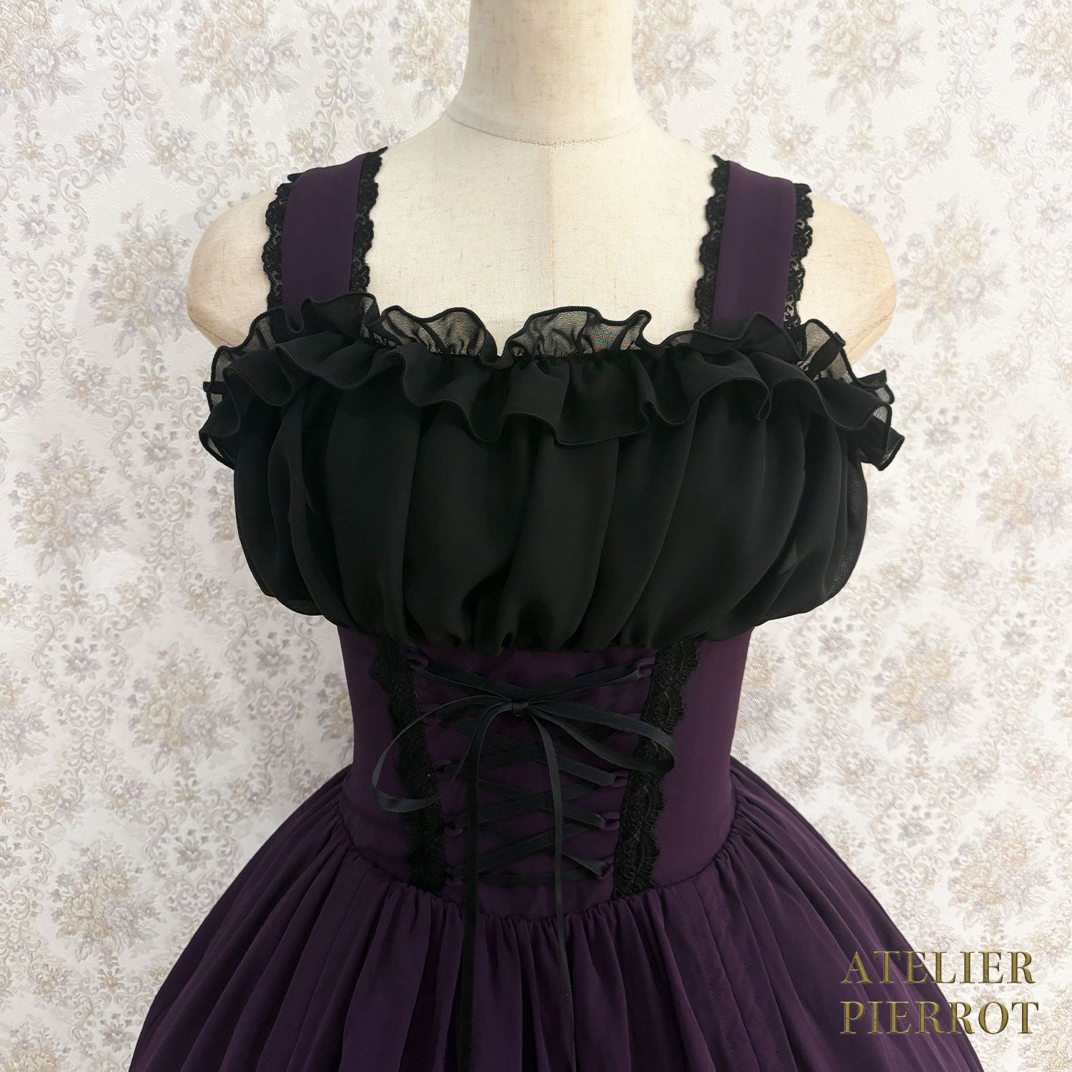 【ATELIER PIERROT】 Eternal Waltz Jumper Skirt ホワイト/ボルドー/パープル/ネイビー/ブラック×ホワイト/ブラック