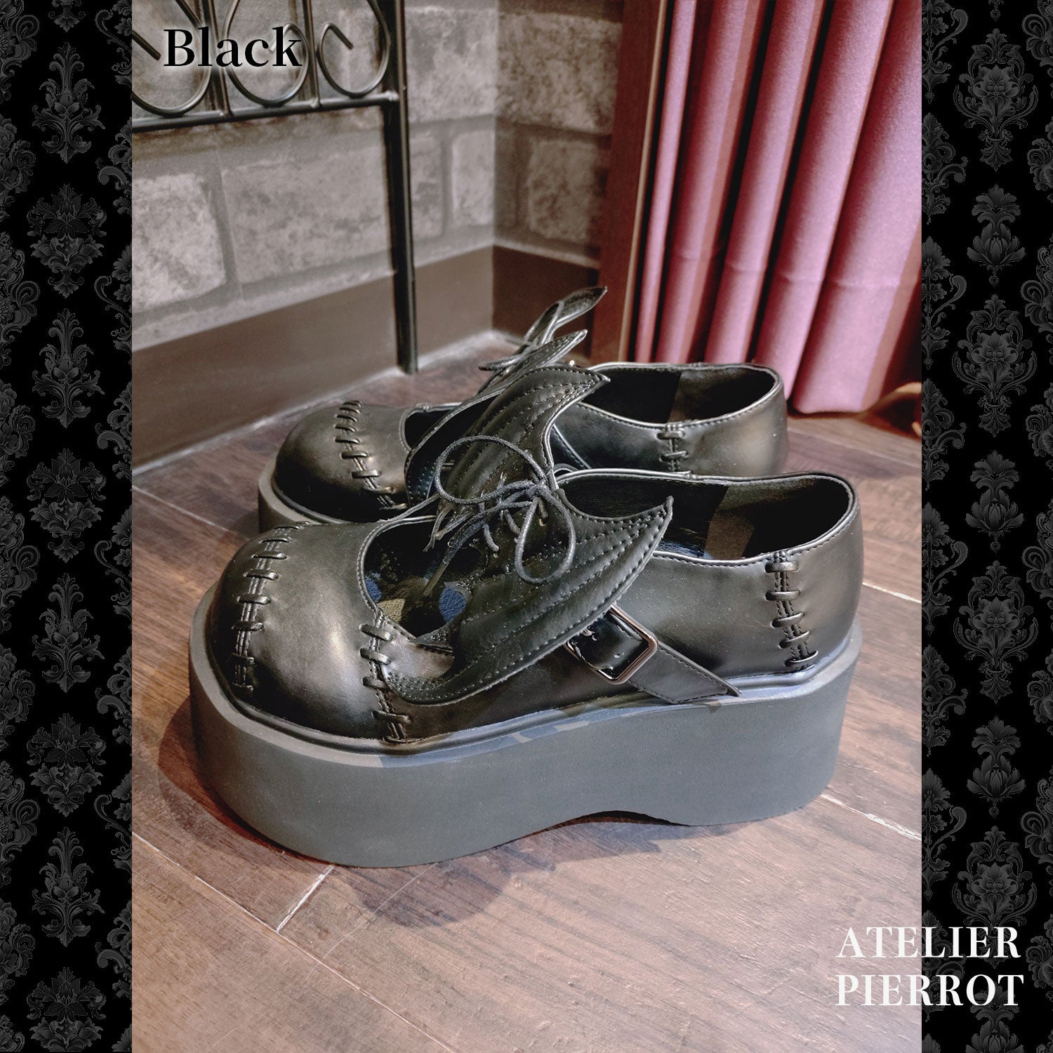 【ATELIER PIERROT】“夜間墳墓”蝙蝠翼梅德鞋金/黑色S/M/L/XL
