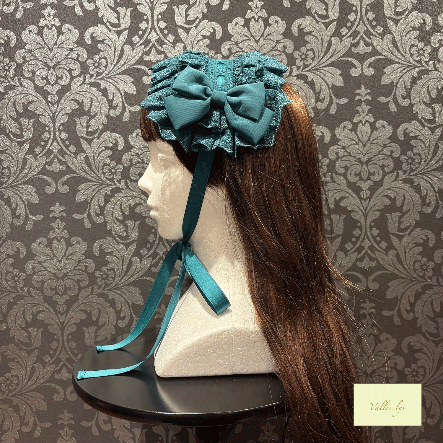 【Vallée lys】ヴァレリス Lace Enchantment Headdress White/Ivory/Wine/Purple/Navy/新色Green/Black×White/Black
