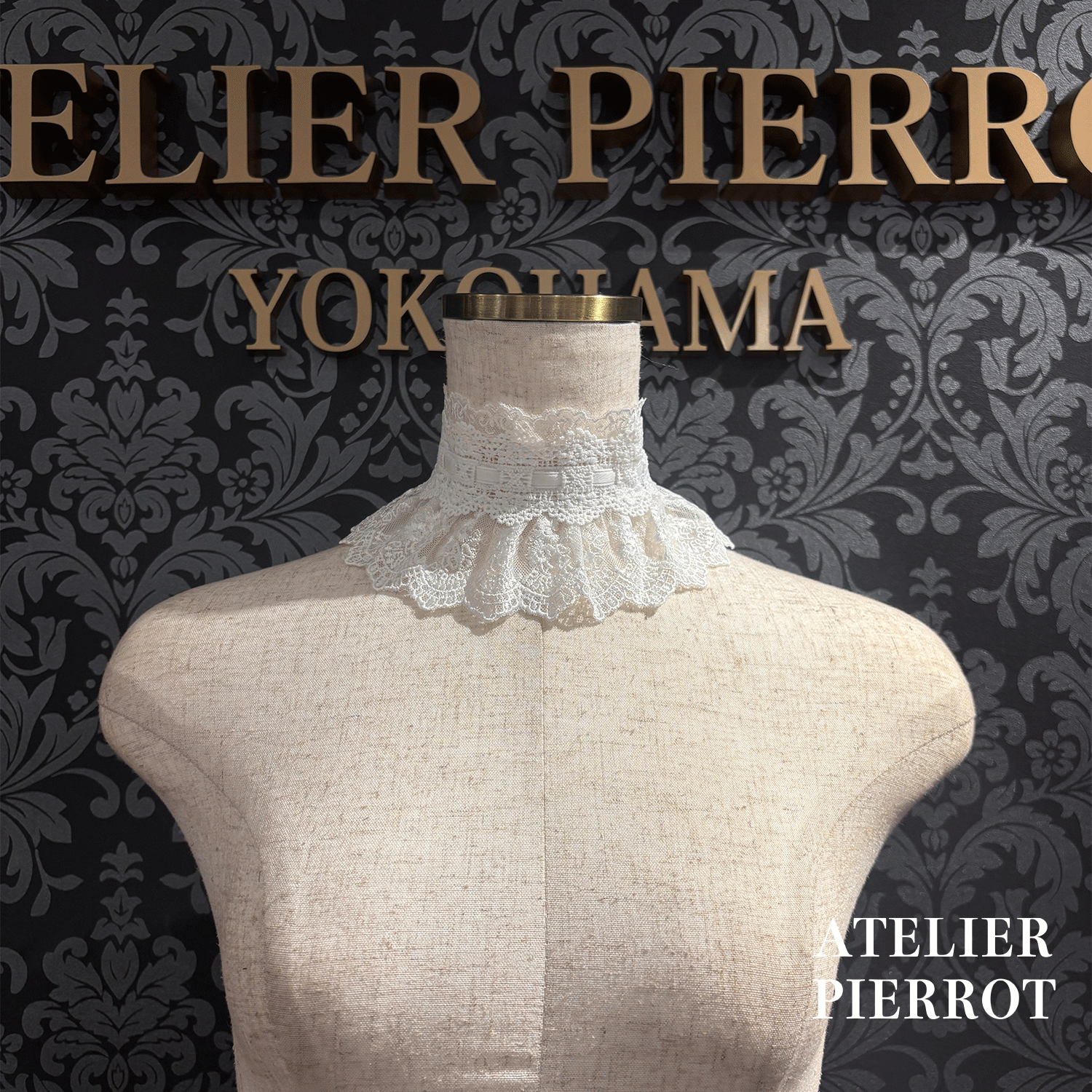 【ATELIER PIERROT】带蕾丝的宽限期螺丝白色/波尔多/紫色/绿色/海军/黑色