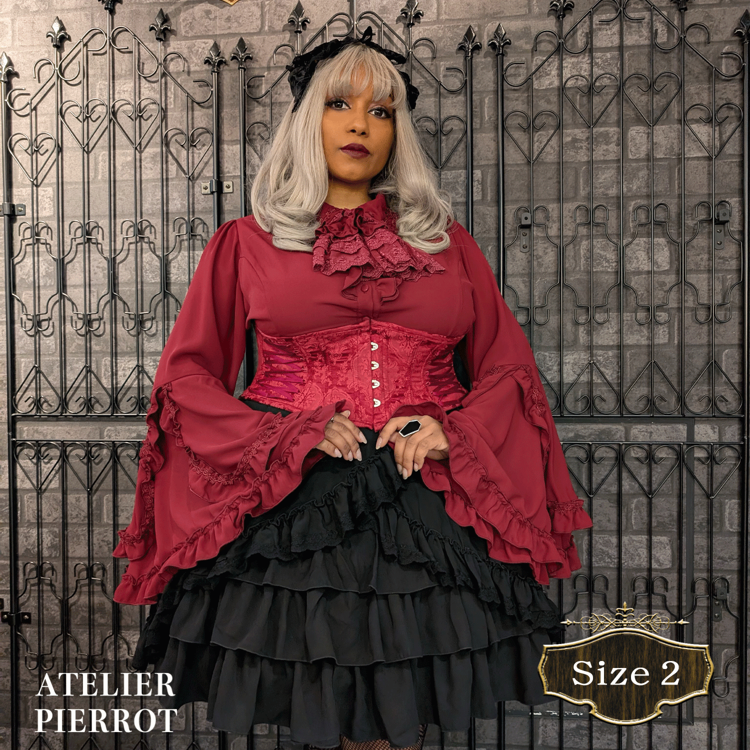 【ATELIER PIERROT】午夜荊棘緊身胸衣加大碼白色/波爾多/海軍/黑色X白色/黑色尺寸2/尺寸3/尺寸4★訂購期限至5月11日(星期日)★