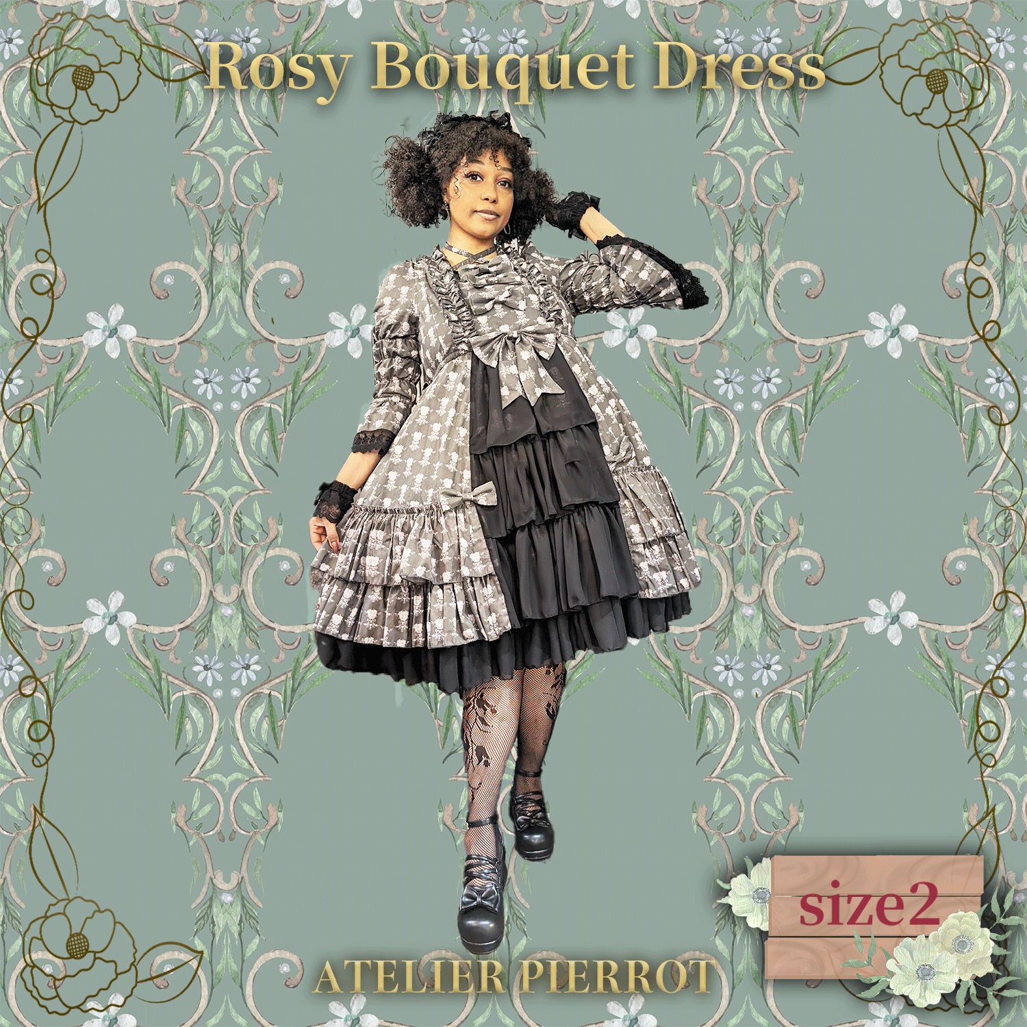 【ATELIER PIERROT】 Rosy Bouquet Dress Size 2